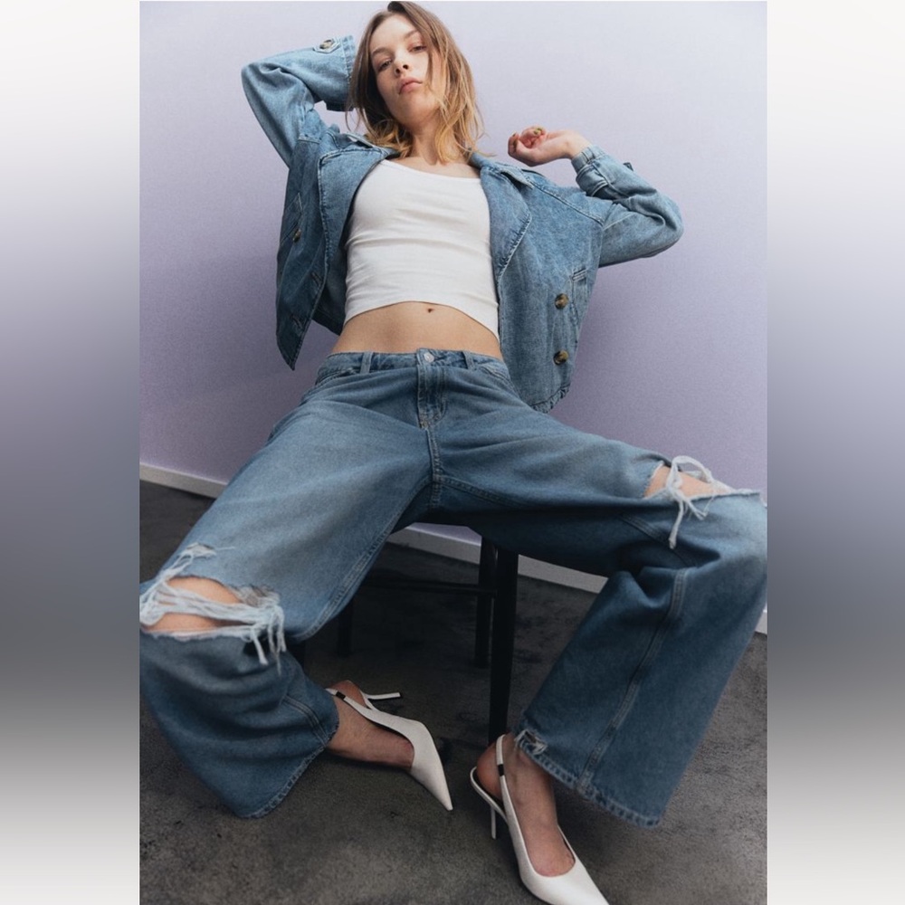 EUC H&M cropped denim trench XXS SOLD OUT